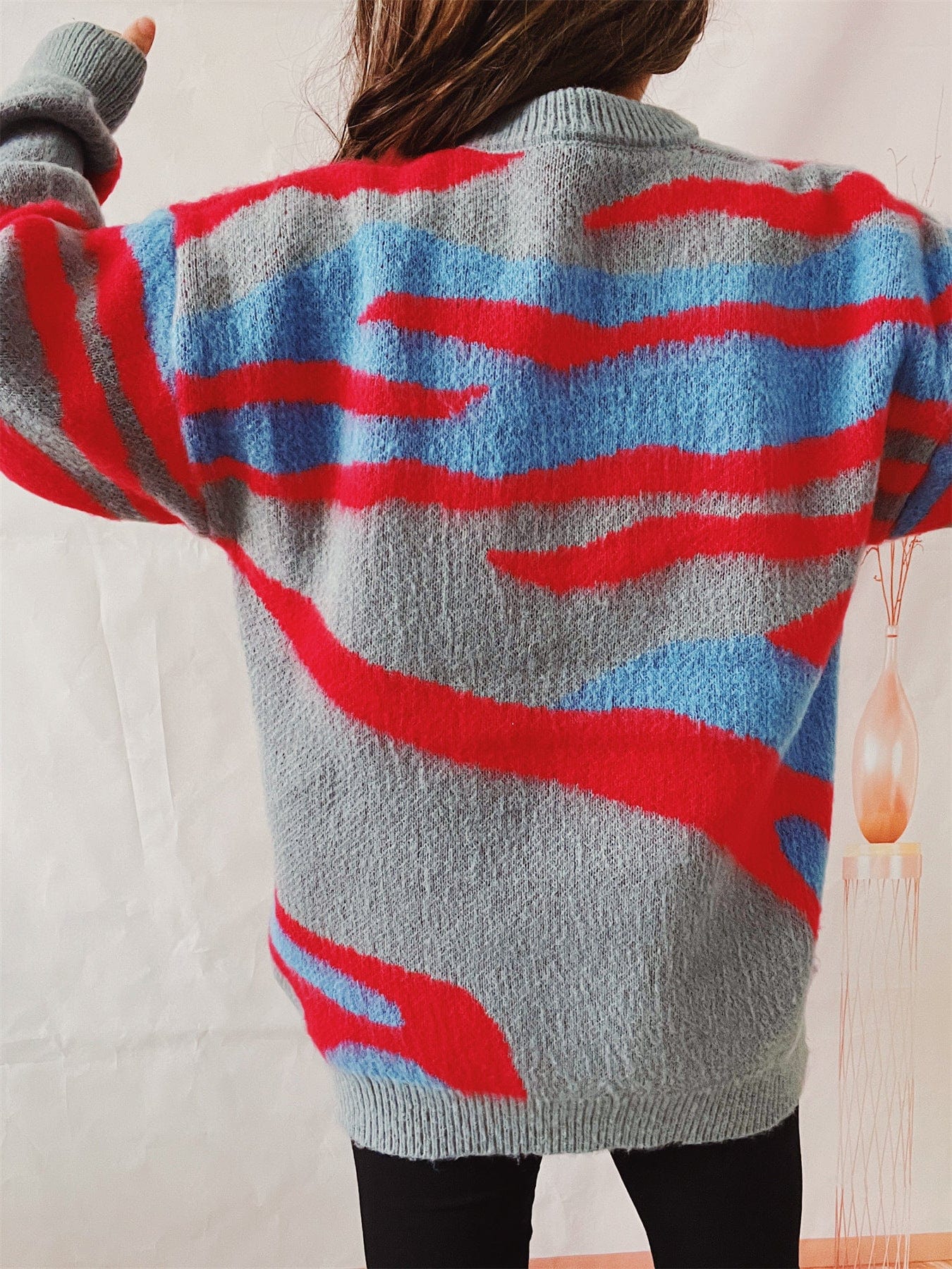 Lava Burst Brushed Pullover Sweater-Mesadic