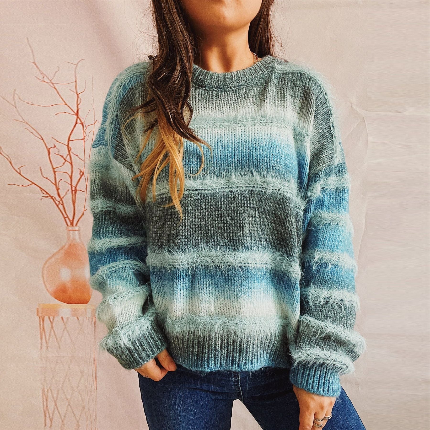 Tayla Gradient Striped Sweater-Mesadic