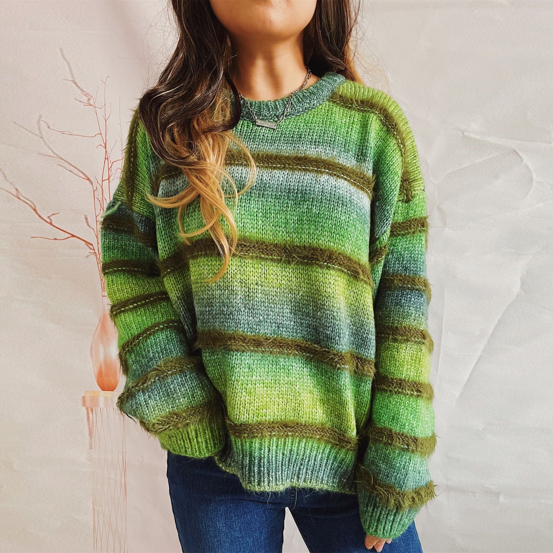Tayla Gradient Striped Sweater-Mesadic