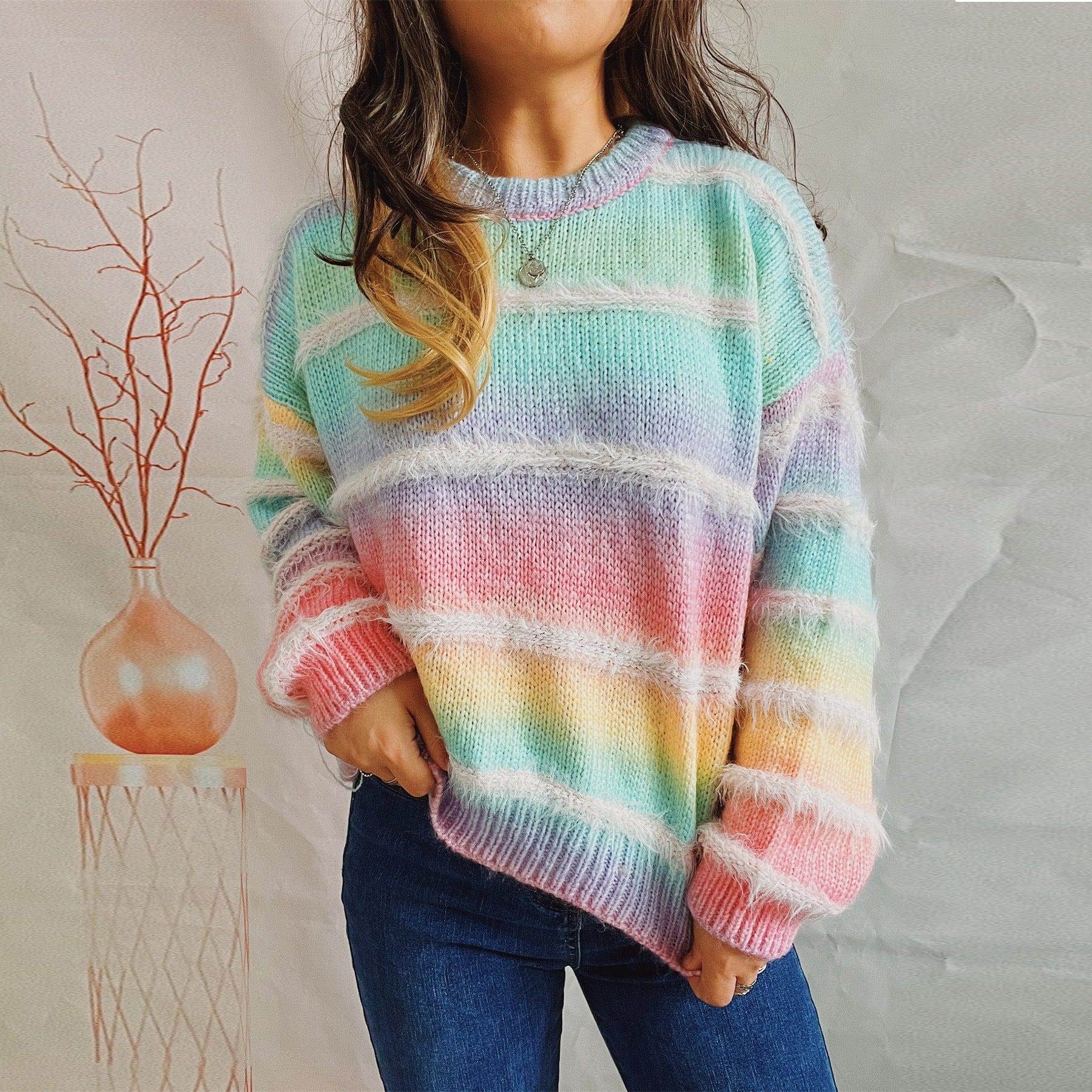 Tayla Gradient Striped Sweater-Mesadic