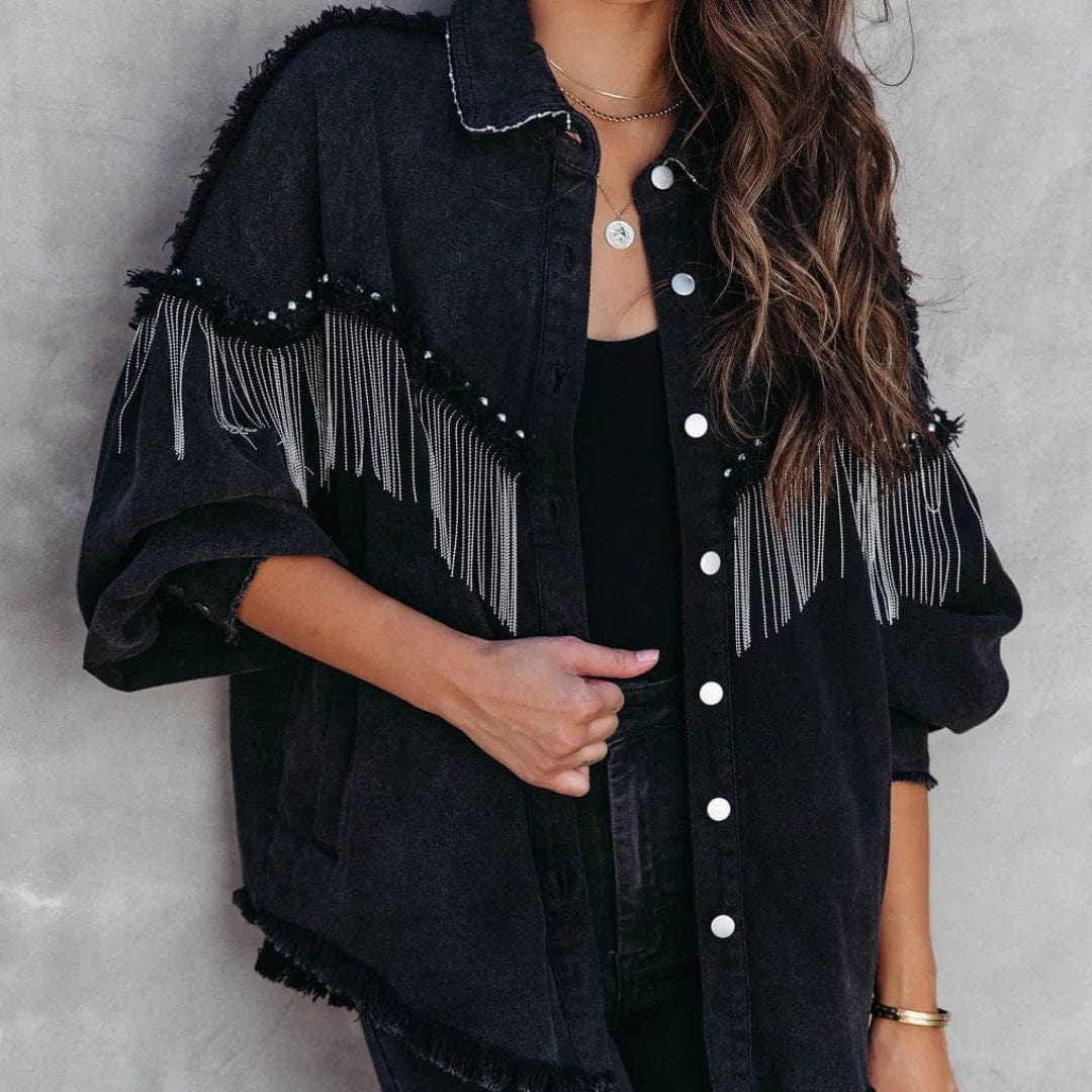 Chain Rivet Denim Jacket-CALLISTARI