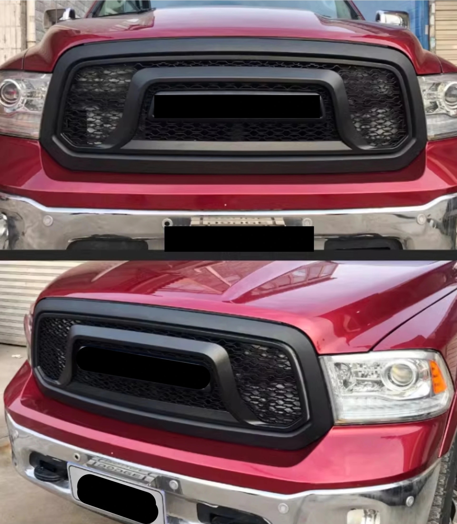For 2013-2018 Dodge RAM 1500 Grill Rebel Style Front Grille with Letter & LED Light