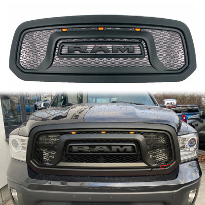For 2013-2018 Dodge RAM 1500 Grill Rebel Style Front Grille with Letter & LED Light