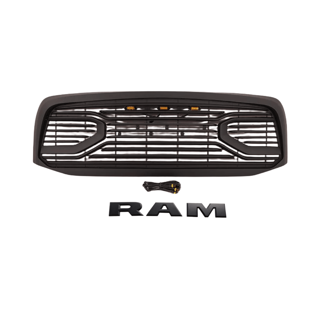 Matte Black Front Grille For 2006-2008 Dodge RAM 1500 Grill Big Horn Style Mesh with LED Light