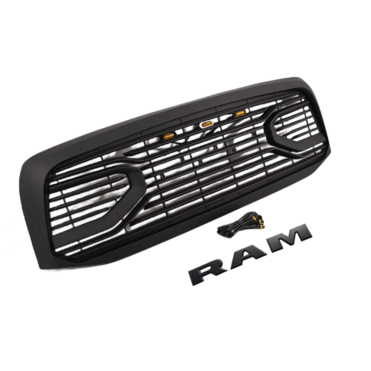 Matte Black Front Grille For 2006-2008 Dodge RAM 1500 Grill Big Horn Style Mesh with LED Light