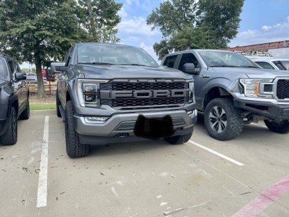 For Ford F150 2021-2023  Front Grill Matte Black Raptor Style Grille With LED Lights & Letter