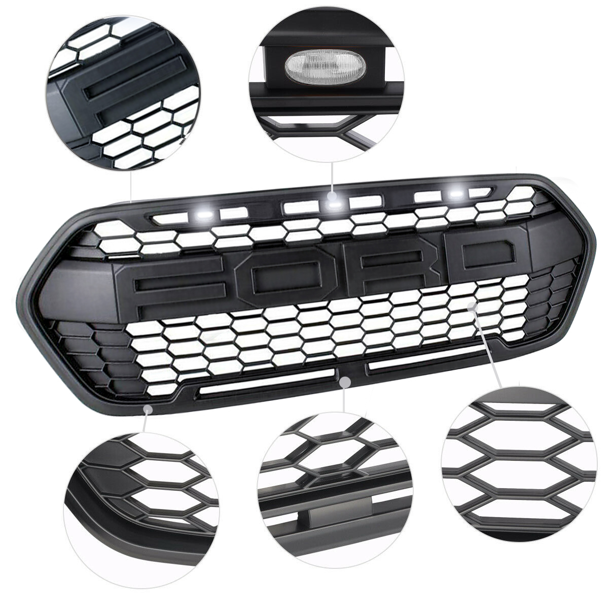 Front Grille For Transit Custom 2018-2023 Trail Raptor Style Front Grill With White LED Light