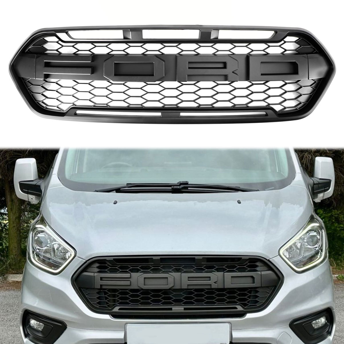 Front Grille For Transit Custom 2018-2023 Trail Raptor Style Front Grill Matte Black