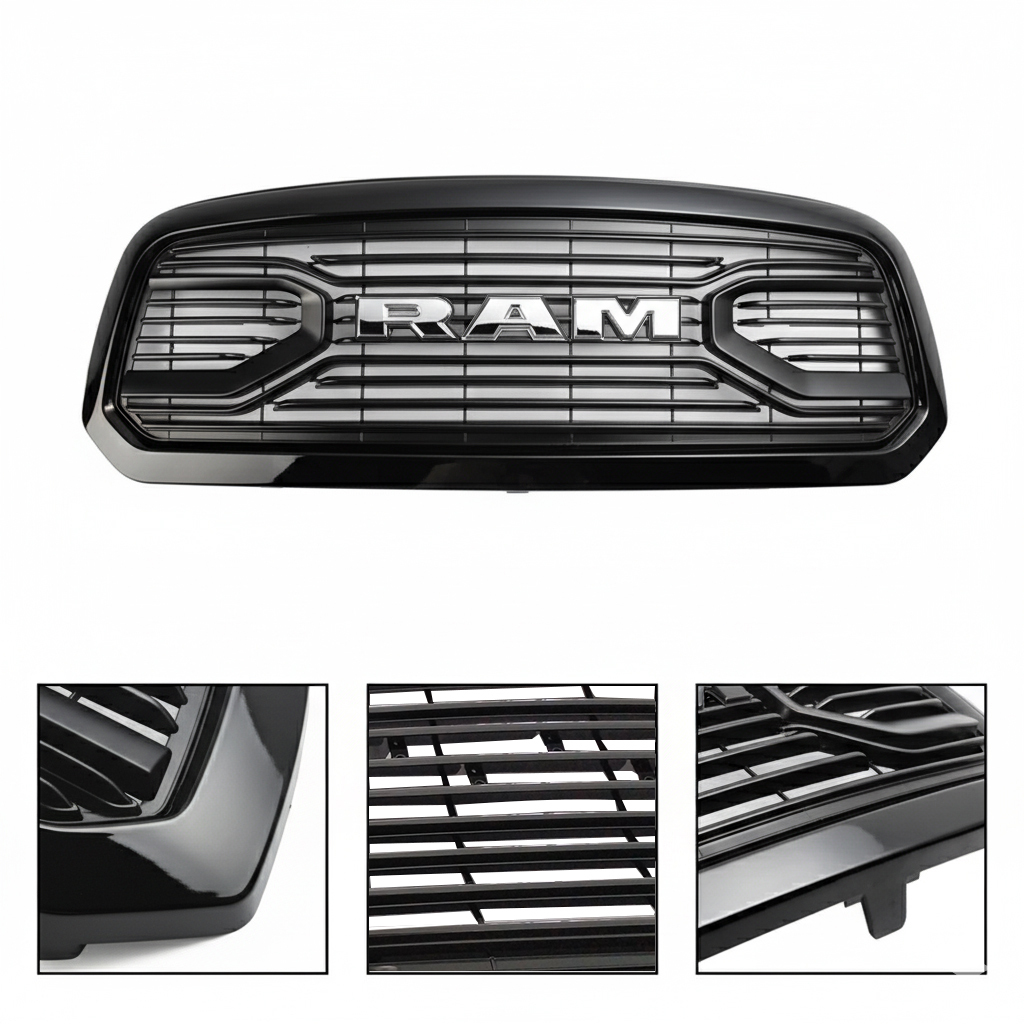 For 2013-2018 Dodge Ram 1500 Front Grille Big Horn Style Grill Glossy Black