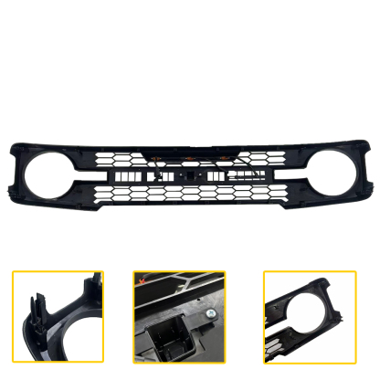 For 2021-2023 Ford Bronco Grill Raptor Style Front Grille With LED Lights Matte Black