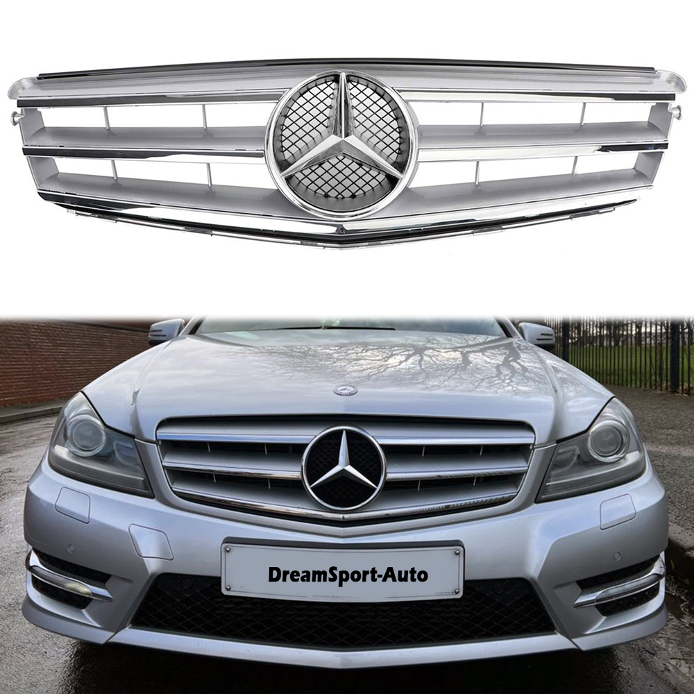 For 2008-2014 Mercedes Benz C-Class W204 C250 C300 C350 Grille Front Grill W/ Star Emblem
