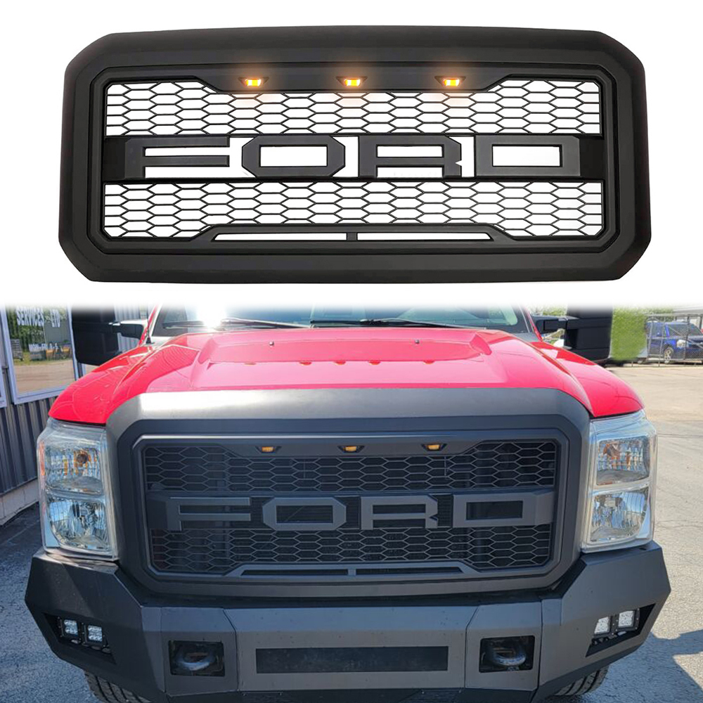 Front Grille for 2011-2016 F250 F350 F450 F550 Super Duty Raptor Style Grill With LED Light