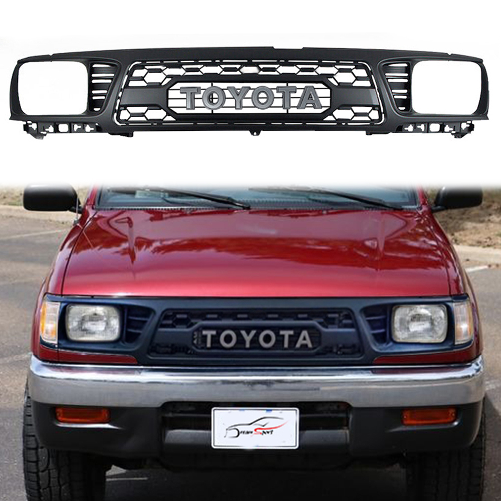 For 1995 1996 Toyota Tacoma Front Grill Upper Grille With Letters Matte Black