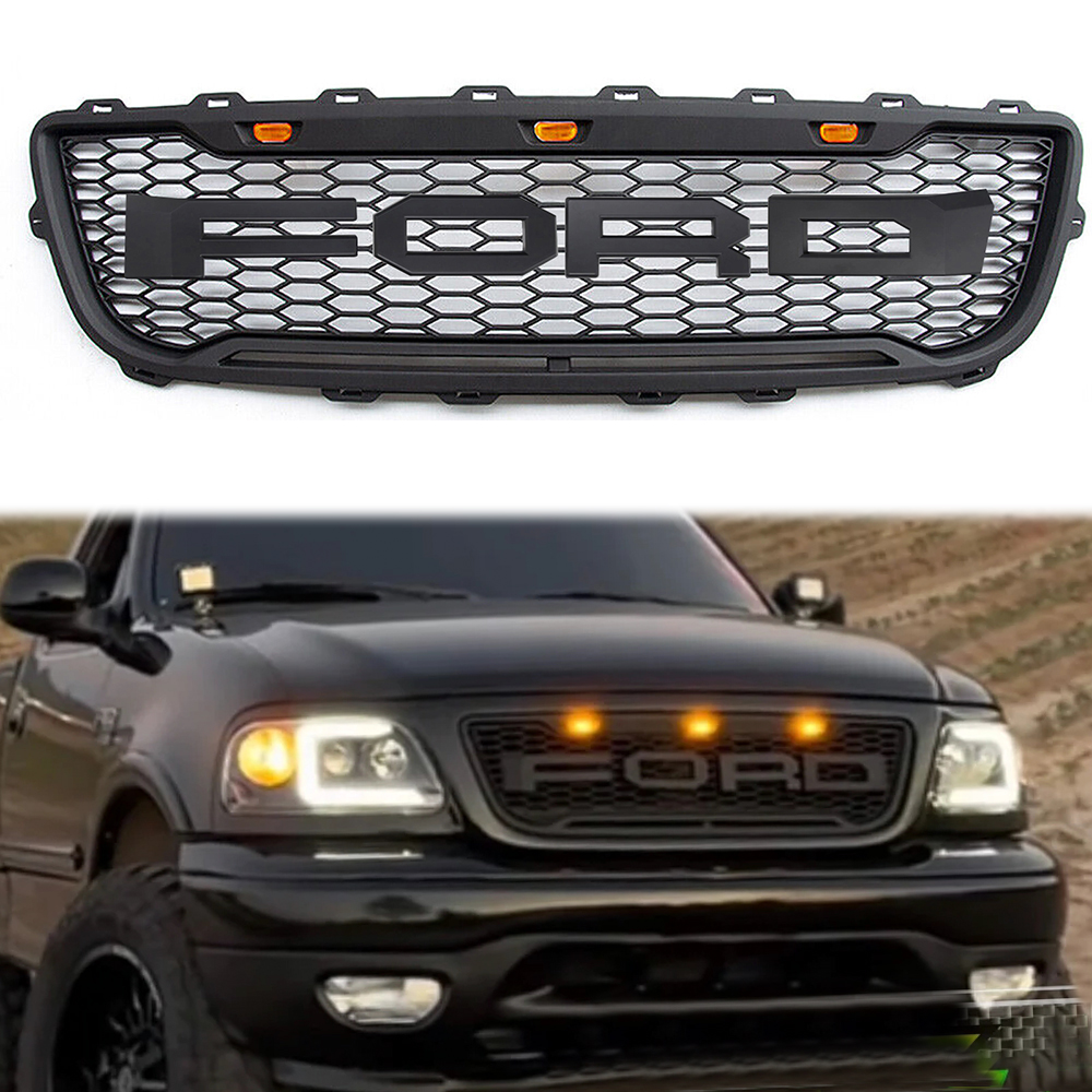 {Back to School Sale} For 1999-2003 Ford F150 Grill Raptor Style Front Grille Mesh With Letter Matte Black