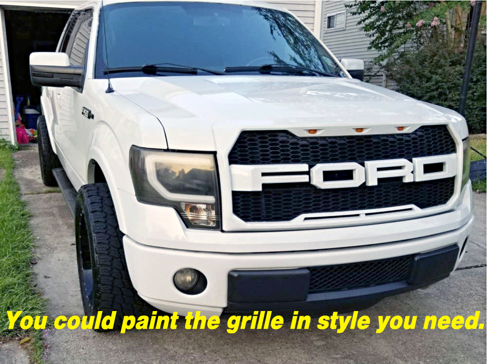 For 2009-2014 Ford F150 F-150 Raptor Style Grille Front Grill with Light Matte Black 