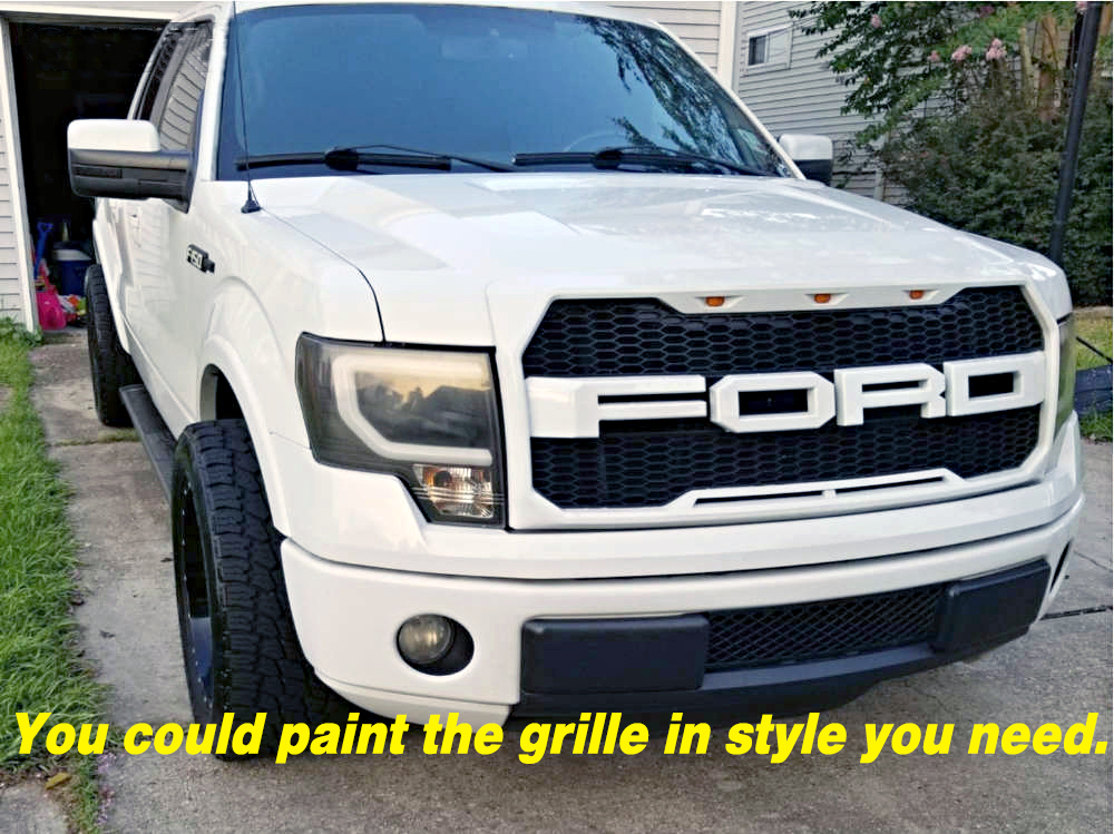 For 2009-2014 Ford F150 F-150 Raptor Style Grille Front Grill with Light Matte Black