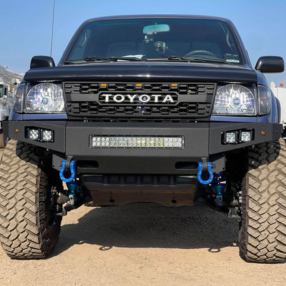 For 1997-2000 Toyota Tacoma Front Grill Grille With LED Light & Letter Matte Black
