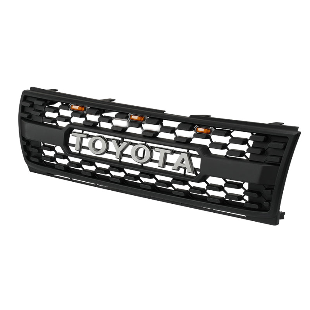 For 1997-2000 Toyota Tacoma Front Grill Grille With LED Light & Letter Matte Black