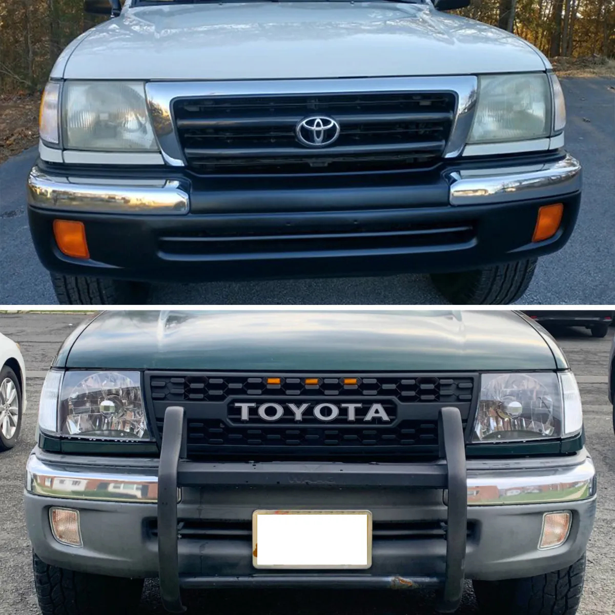 For 1997-2000 Toyota Tacoma Front Grill Grille With LED Light & Letter Matte Black