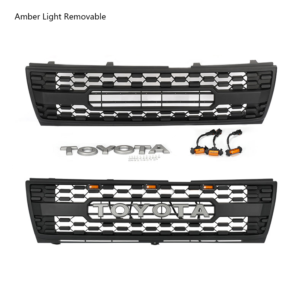 For 1997-2000 Toyota Tacoma Front Grill Grille With LED Light & Letter Matte Black