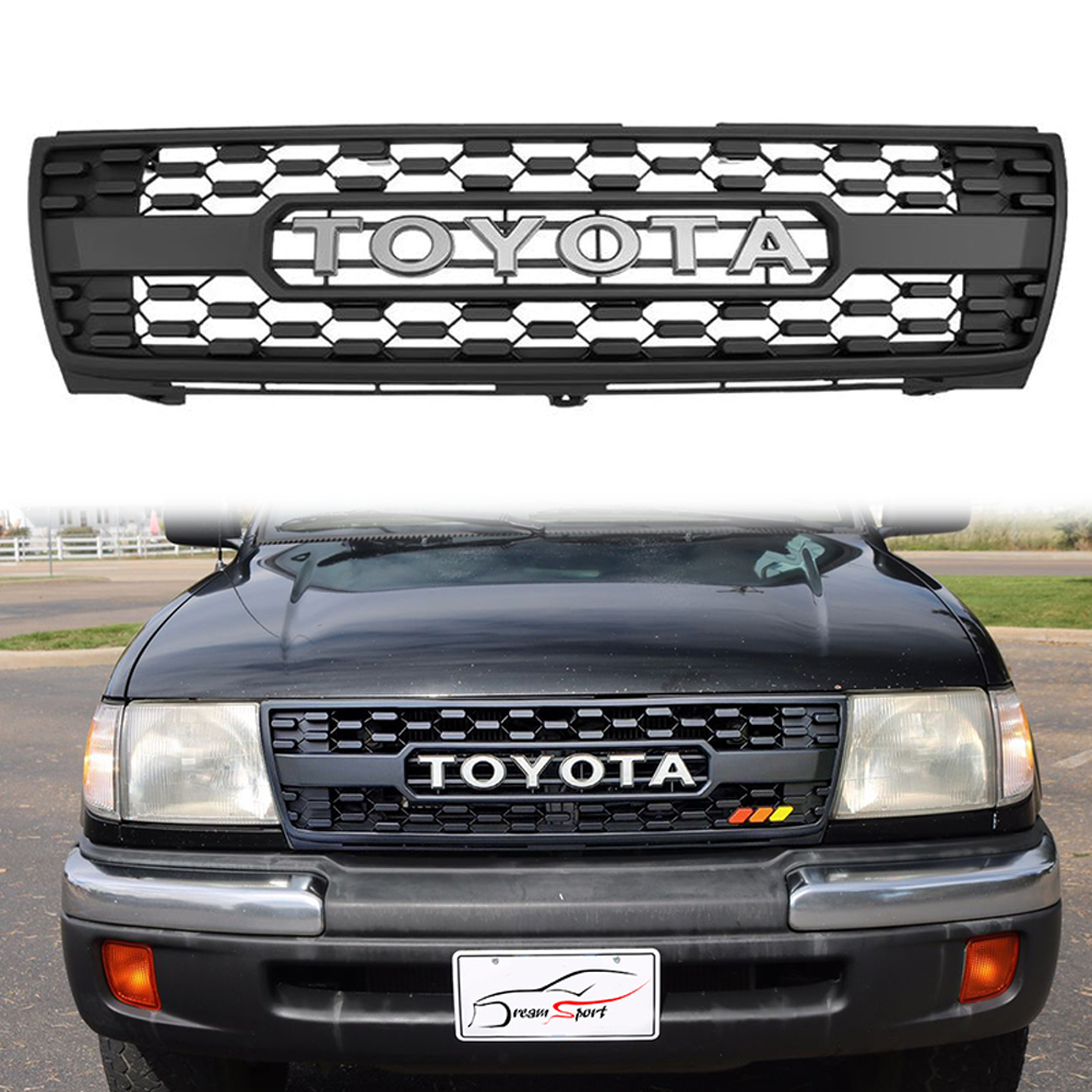 For 1997-2000 Toyota Tacoma Front Grill Grille With Letters Matte Black