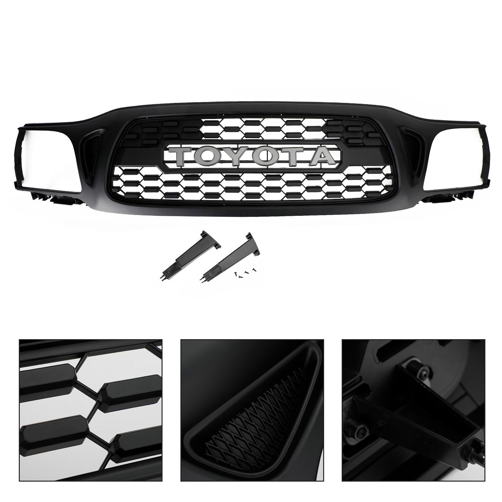 For 2001-2004 Toyota Tacoma Front Grill Grille With Letter Matte Black