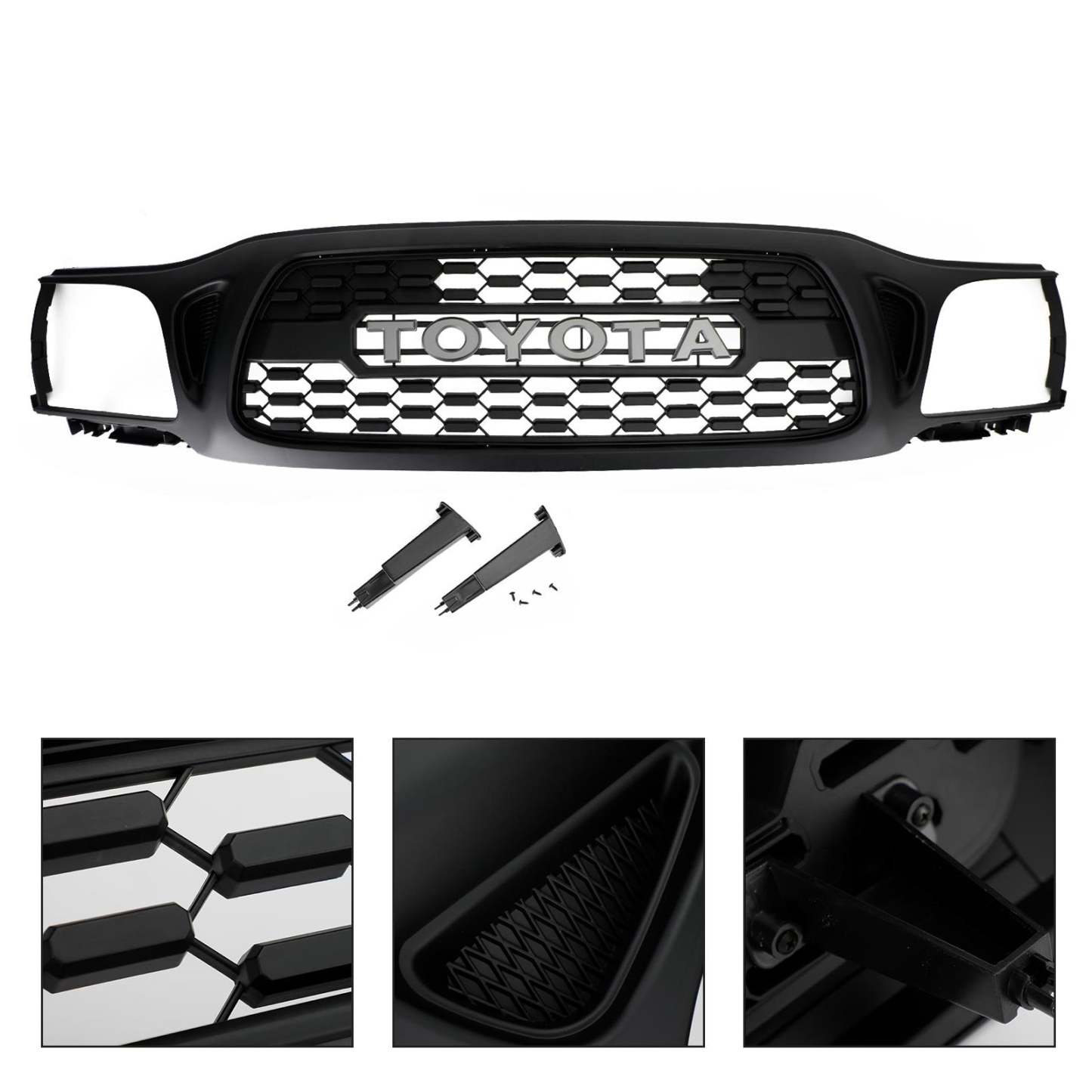 For 2001-2004 Toyota Tacoma Front Grill Grille With Letter Matte Black