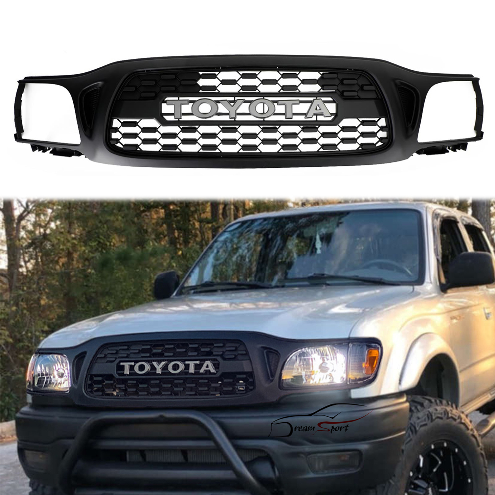 For 2001-2004 Toyota Tacoma Front Grill Grille With Letter Matte Black