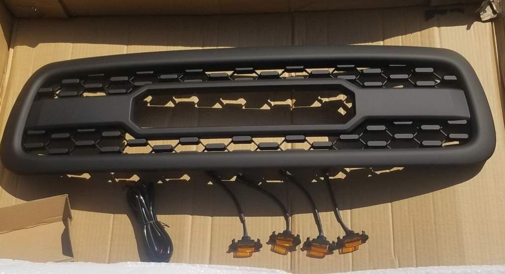 For 2001-2004 Toyota Sequoia Grill Front Grille With LED Lights & Letters Matte Black