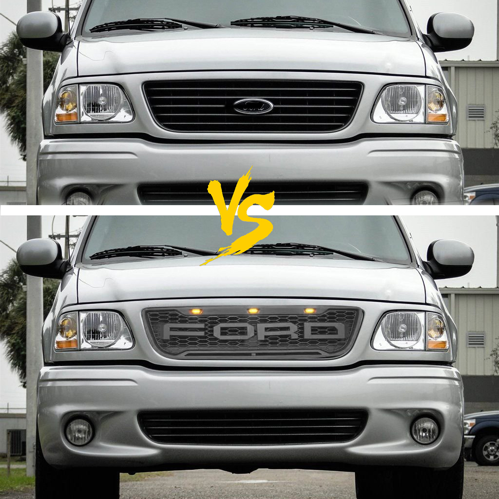 Raptor Style Grill For 1999-2003 Ford F150 Front Grille Mesh With Letter Matte Black