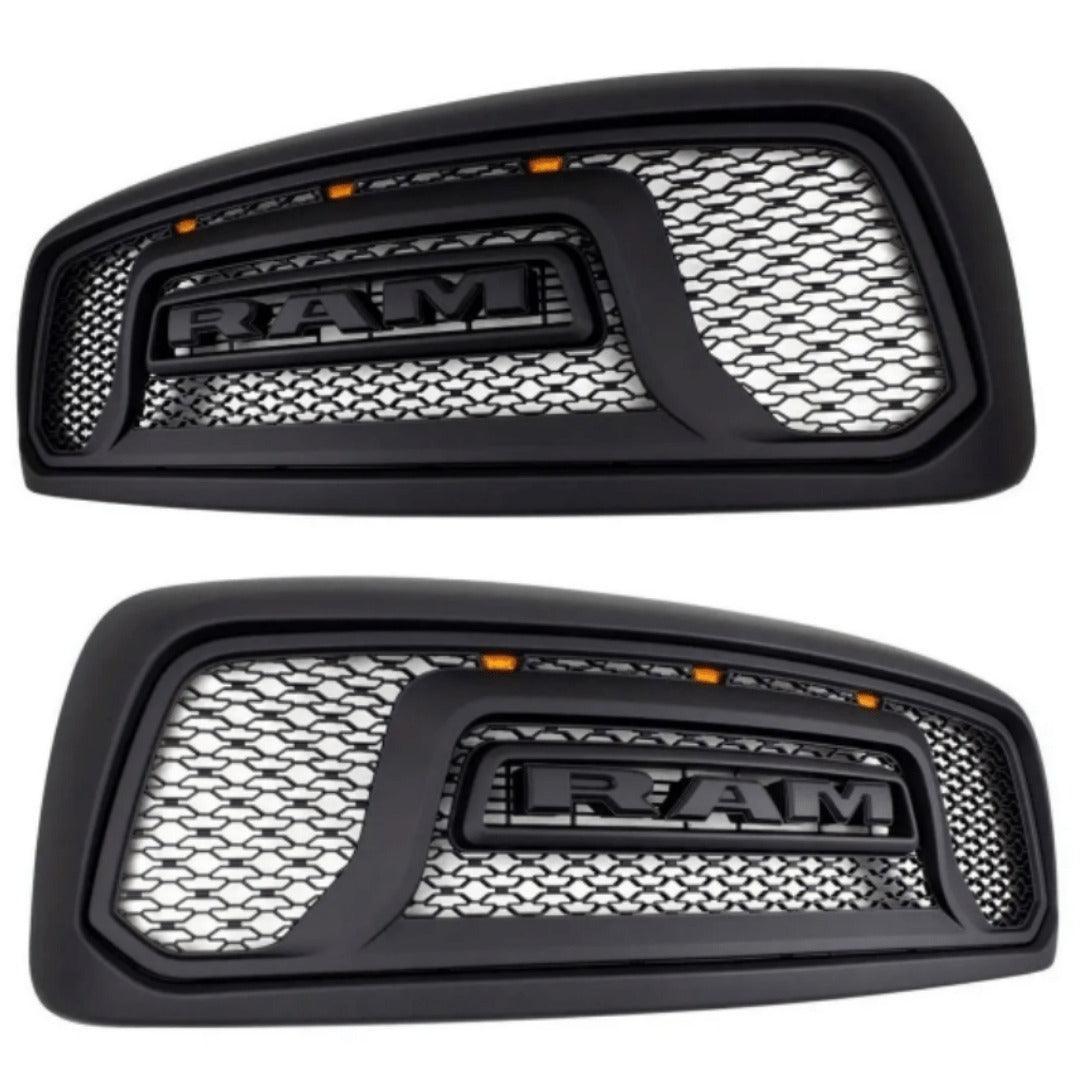 For 2002-2005 Dodge RAM 1500 Grill Rebel Style Front Grille with Letters Matte Black