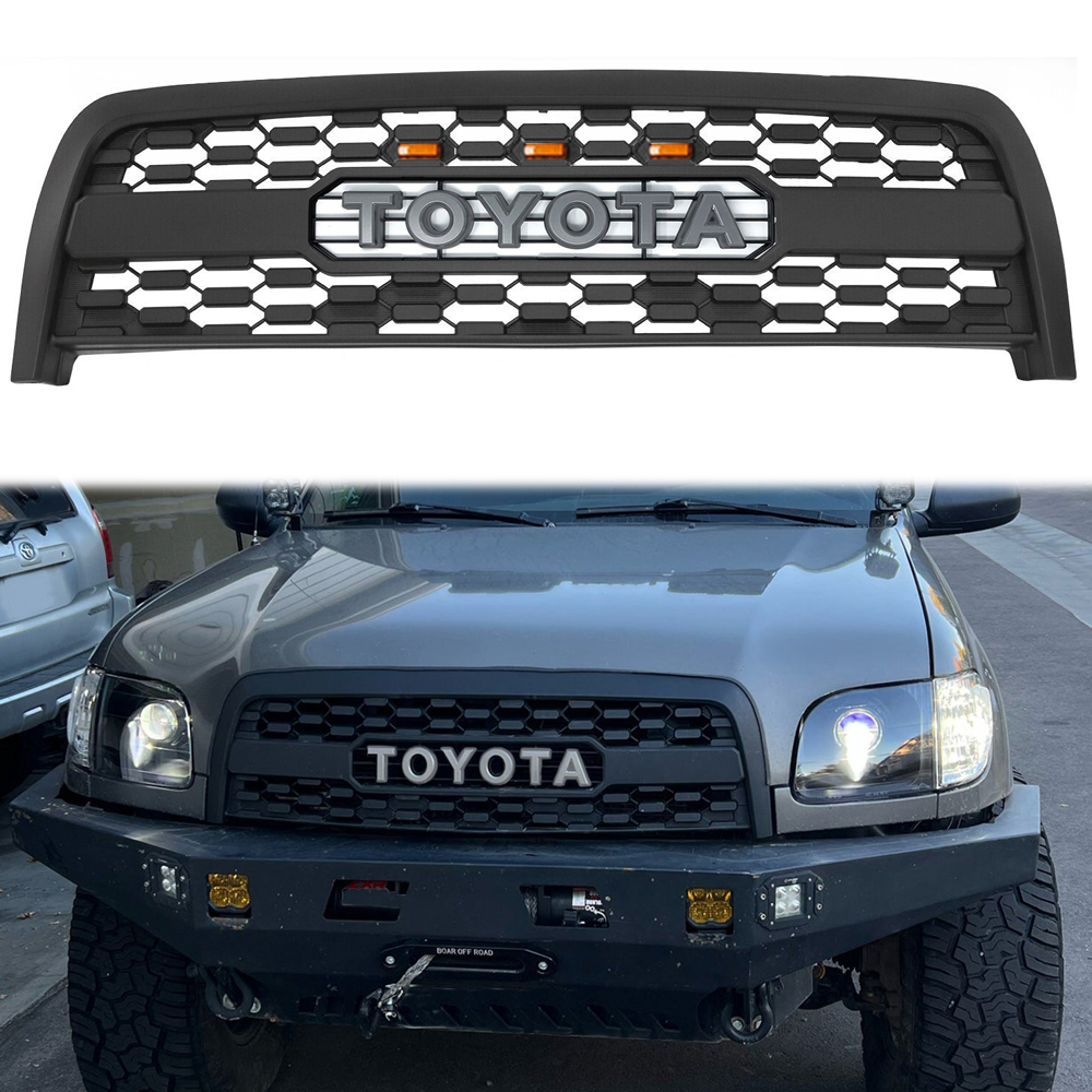 For 2003-2006 Toyota Tundra Grill Front Grille Mesh with LED Light Matte Black