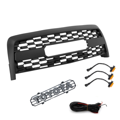 For 2003-2006 Toyota Tundra Grill Front Grille Mesh with LED Light Matte Black