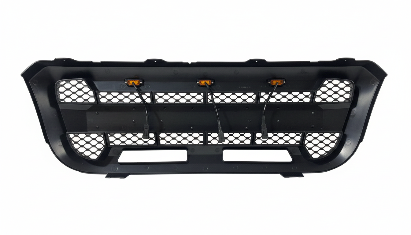 For 2004-2011 Ford Ranger Raptor Style Grill Front Bumper Matte Black Grille W/ LED Light