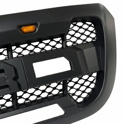 For 2004-2011 Ford Ranger Raptor Style Grill Front Bumper Matte Black Grille W/ LED Light