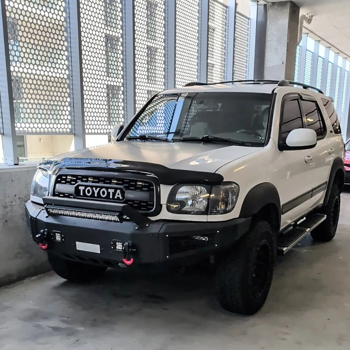 For 2001-2004 Toyota Sequoia Grill Front Grille With LED Lights & Letters Matte Black