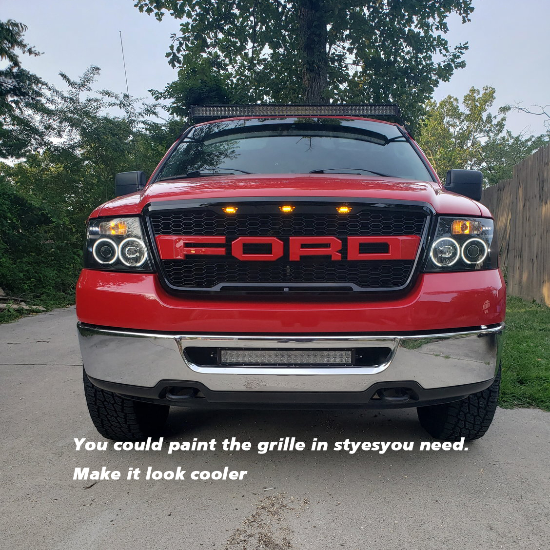 Raptor Style Grill for 2004-2008 Ford F-150 F150 Upper Grille Hood Mesh Black w/Letters