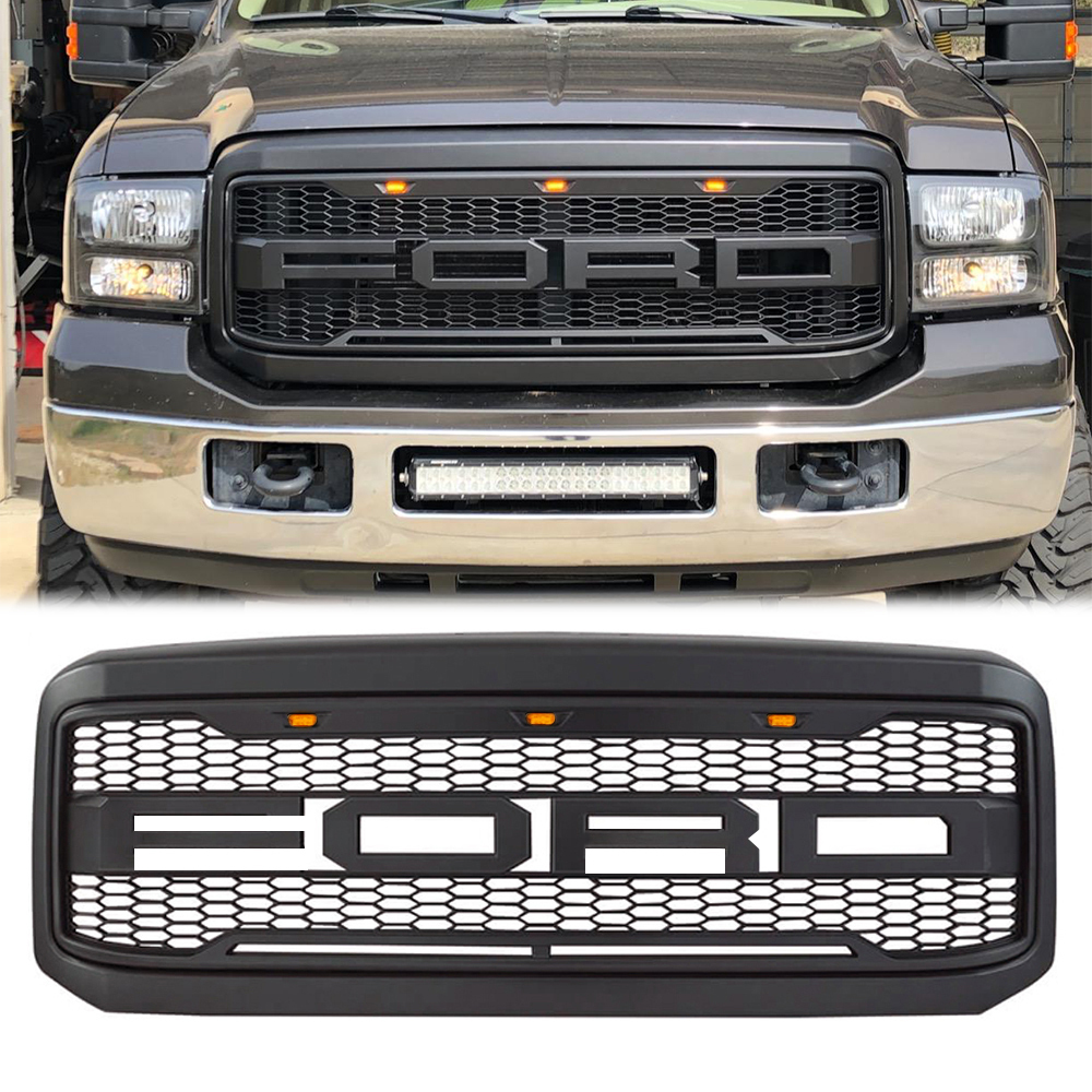 For 2005-2007 F250 F350 Ford Super Duty Grill Front Raptor Style Grille With Letters