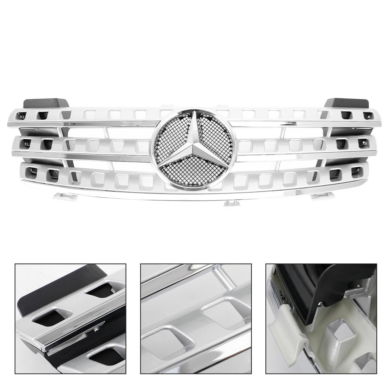 For 2005-2008 Mercedes Benz W164 ML-Class ML320 ML350 ML500 ML550 Grill Front Grille Chrome+Silver