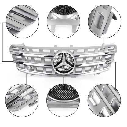 For 2005-2008 Mercedes Benz W164 ML-Class ML320 ML350 ML500 ML550 Grill Front Grille Chrome+Silver
