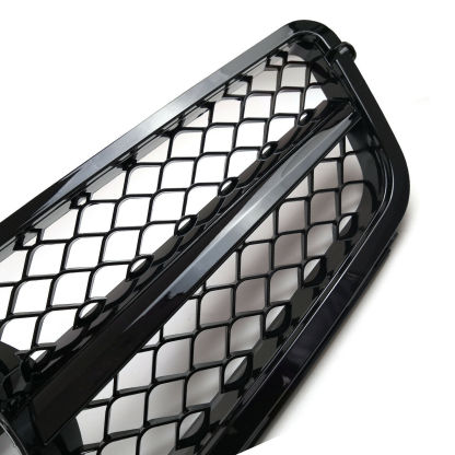  For 2008-2013 Mercedes Benz W204 C-Class C200 C250 C300 C350 Grill Glossy Black Front Grille with Emblem