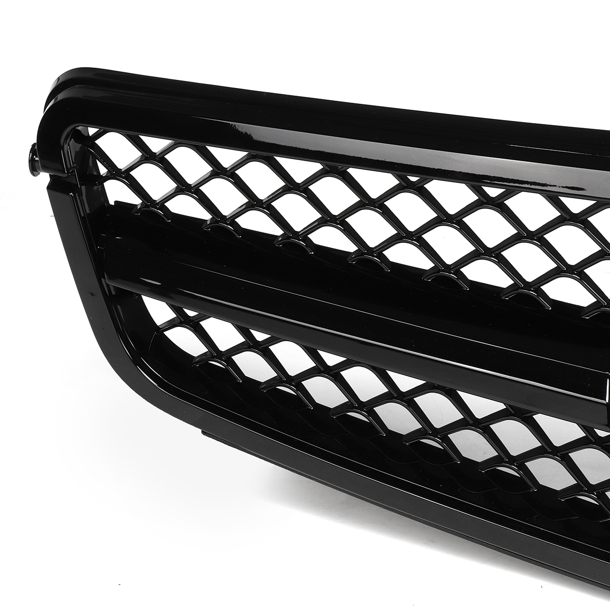  For 2008-2013 Mercedes Benz W204 C-Class C200 C250 C300 C350 Grill Glossy Black Front Grille with Emblem