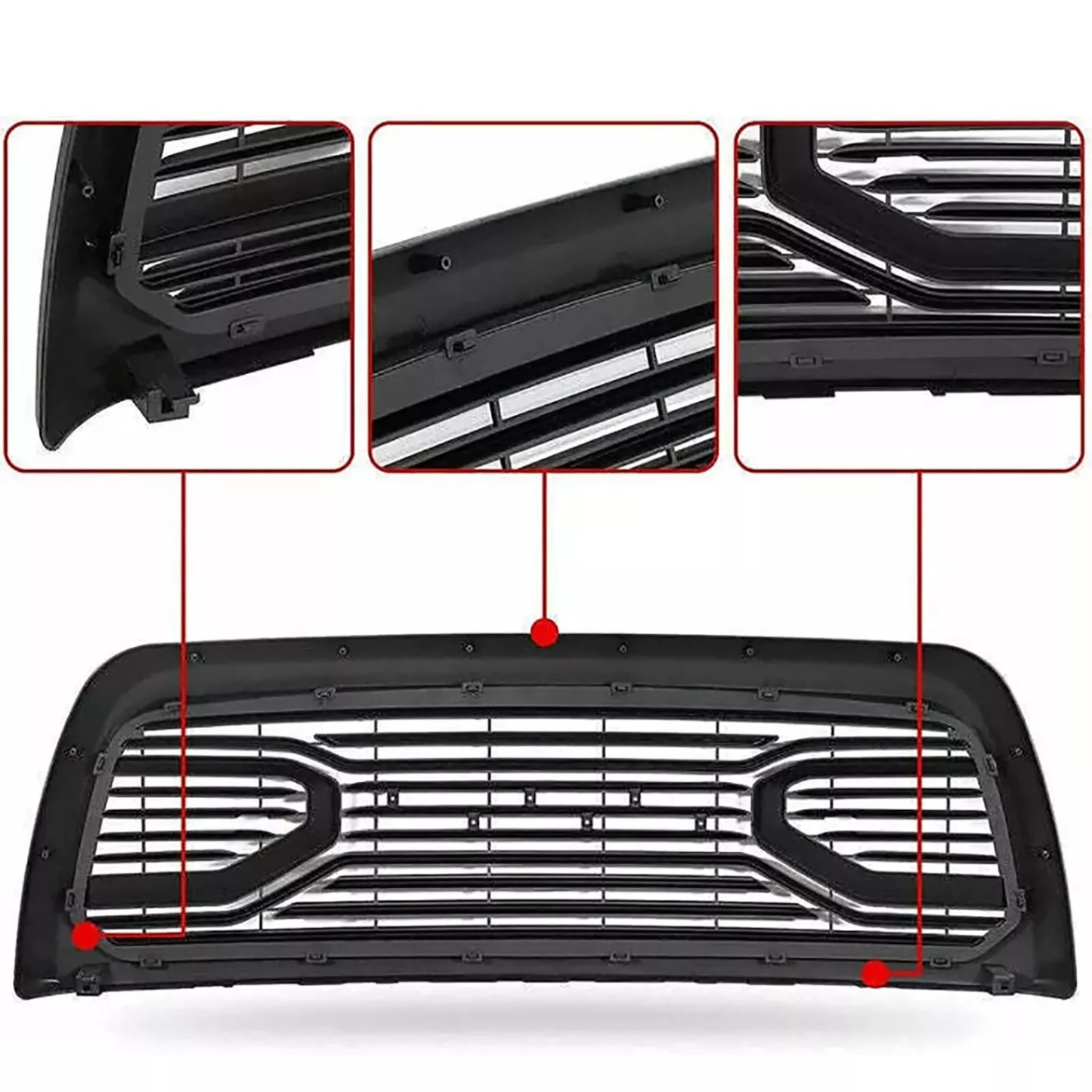 For 2009-2012 Dodge RAM 1500 Grill Front Big Horn Style Grille Matte Black