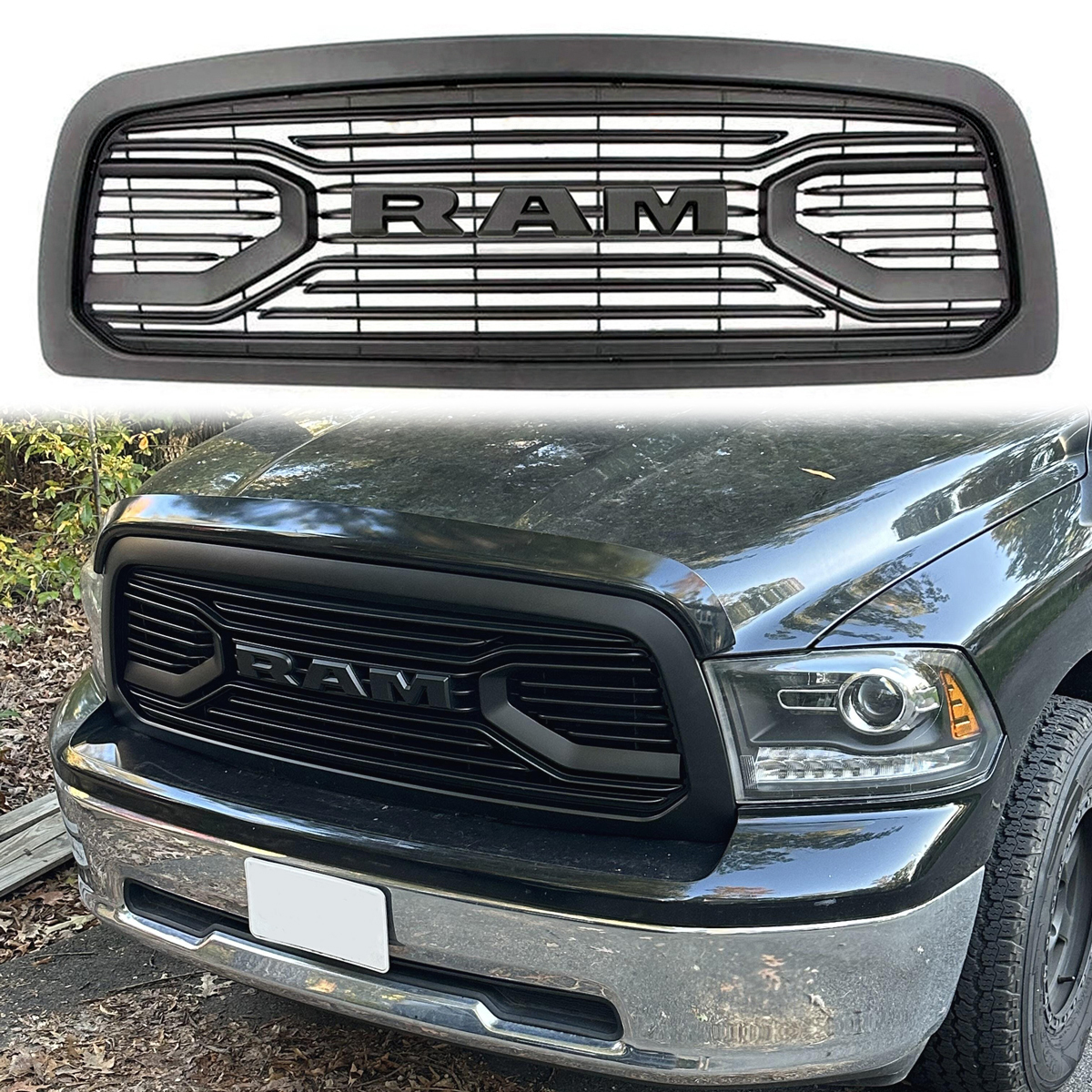 For 2009-2012 Dodge RAM 1500 Grill Front Big Horn Style Grille Matte Black