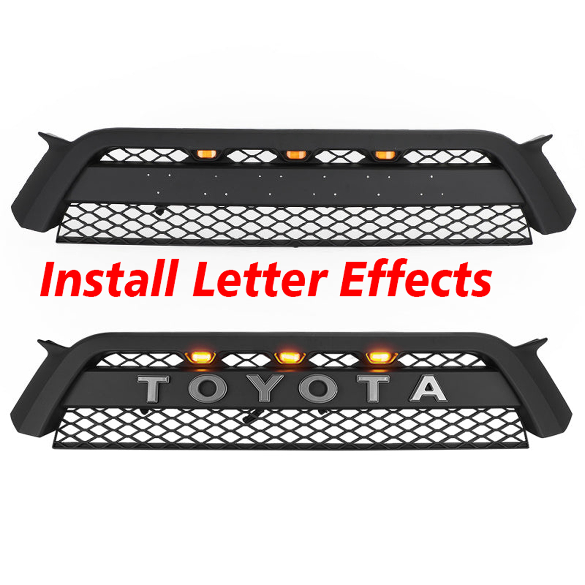 For 2010-2013 Toyota 4Runner Grill Front Grille Mesh with LED Light & Letters