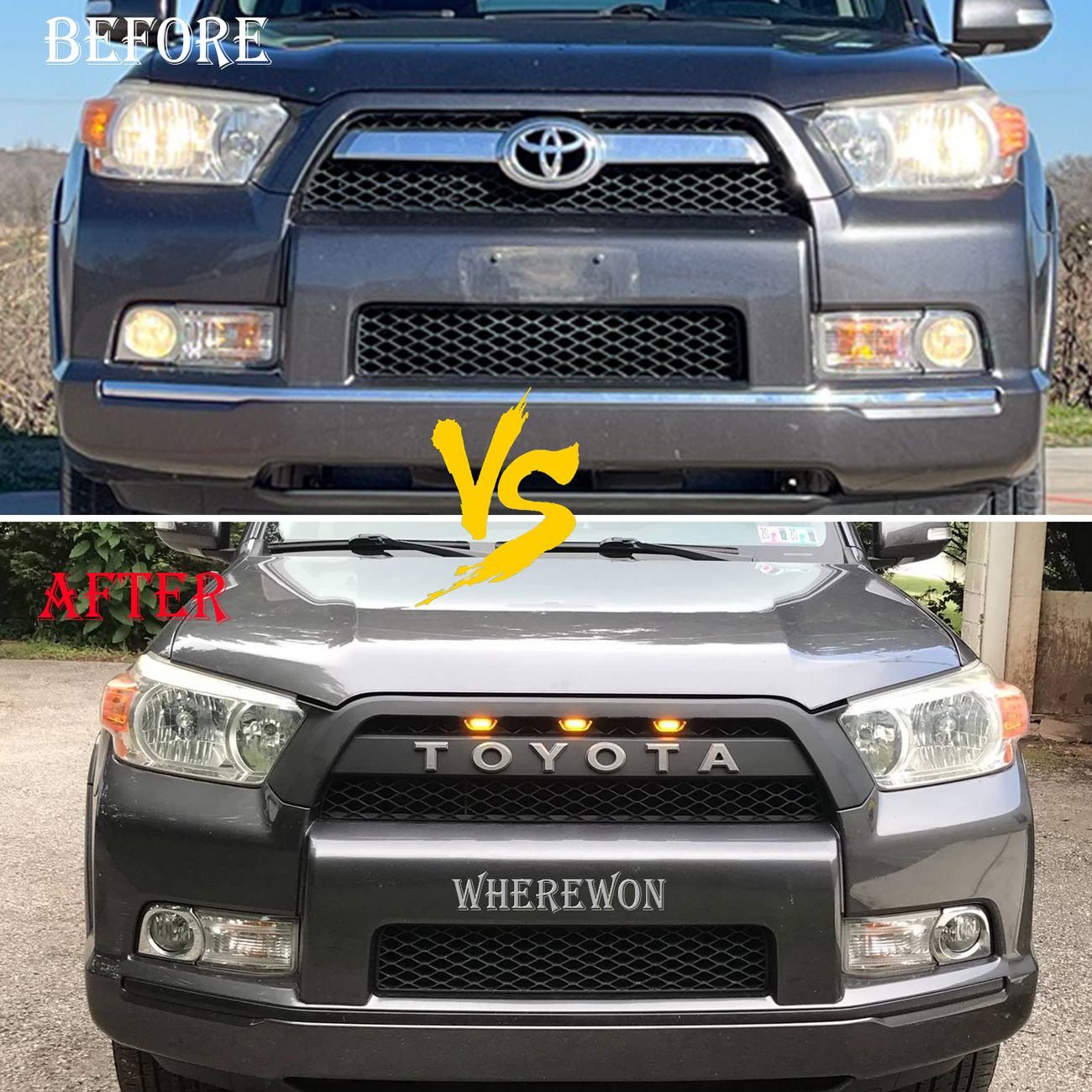 For 2010-2013 Toyota 4Runner Grill Front Grille Mesh with LED Light & Letters