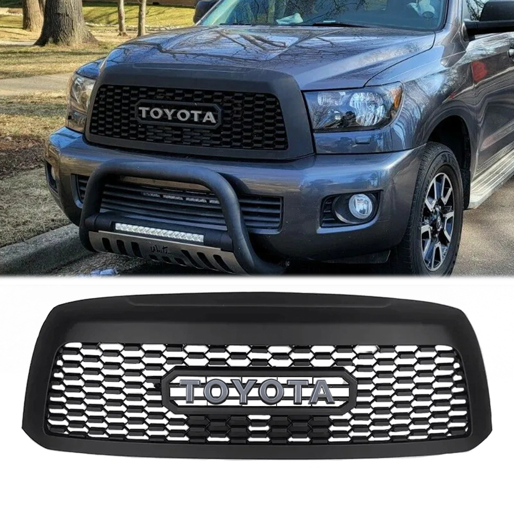 For 2010-2018 Toyota Sequoia Grill Matte Black Front Grille Mesh With Letters