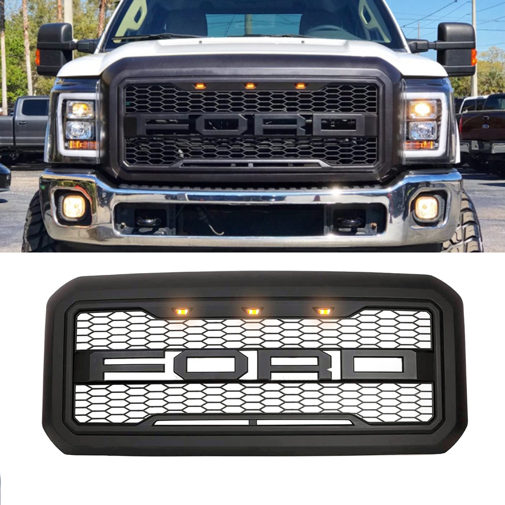 Black Friday Sale Front Grille for 2011-2016 F250 F350 F450 F550 Super Duty Raptor Style Grill With LED Light