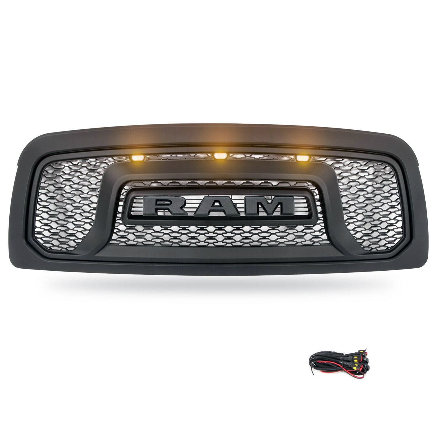 For 2009 2010 2011 2012 Dodge Ram 1500 Front Grille Rebel Style Grill with LED Light