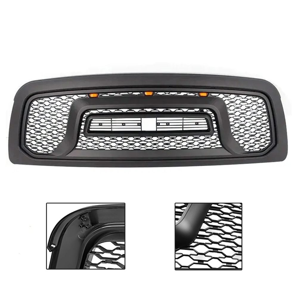 For 2009 2010 2011 2012 Dodge Ram 1500 Front Grille Rebel Style Grill with LED Light